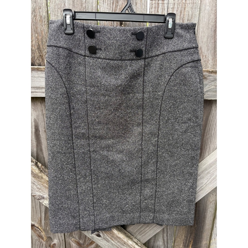 Ann Taylor Gray Tweed Wool Silk Blend Pencil Skirt Size 8 Professional Lined